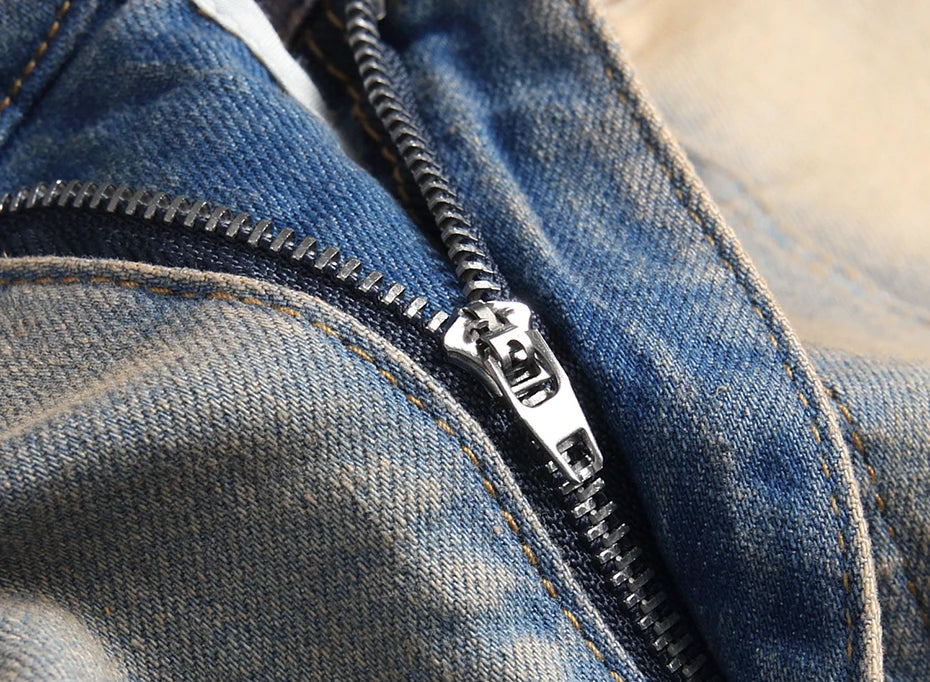 star splicing men jeans vintage blue straight denim pants y2k streetwear man fashion jeans trousers unique jeans style 4609
