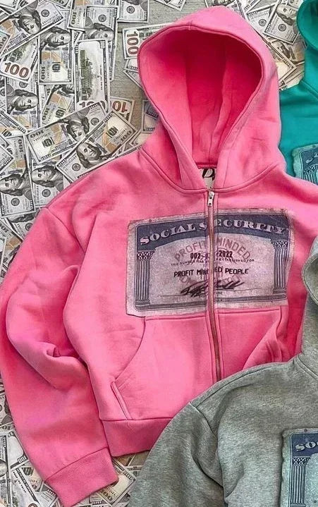 Printed Personalized Patterns Street Style Street Hooded Cardigan Long