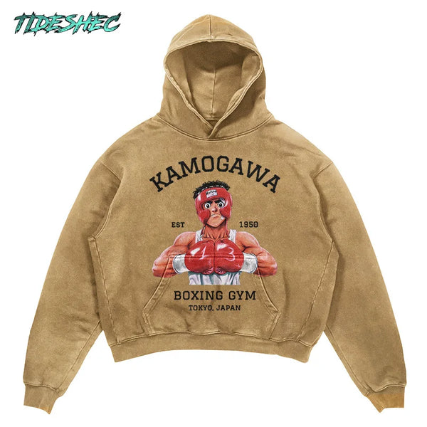 2024 Men Spring Hoodie Retro Japanese Anime Graphic Hoodies Boxer Hip