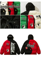 rainbowtouches mens winter parka jacket skeleton print streetwear outwear harajuku padded hooded loose warm coat unisex nan f - variant style 2930ed for streetwear fashion