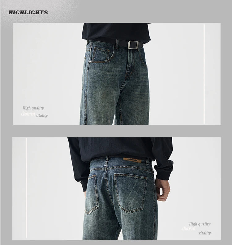 mens plus size retro fashion streetwear loose casual micro flared denim pants jeans cityboy jeans trousers 28 40 unique jeans style 2708