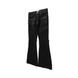 y2k streetwear trendy oversized micro flare jeans black ro hip hop washed tassel distressed denim jean raw edge mens wide pants unique jeans style 751