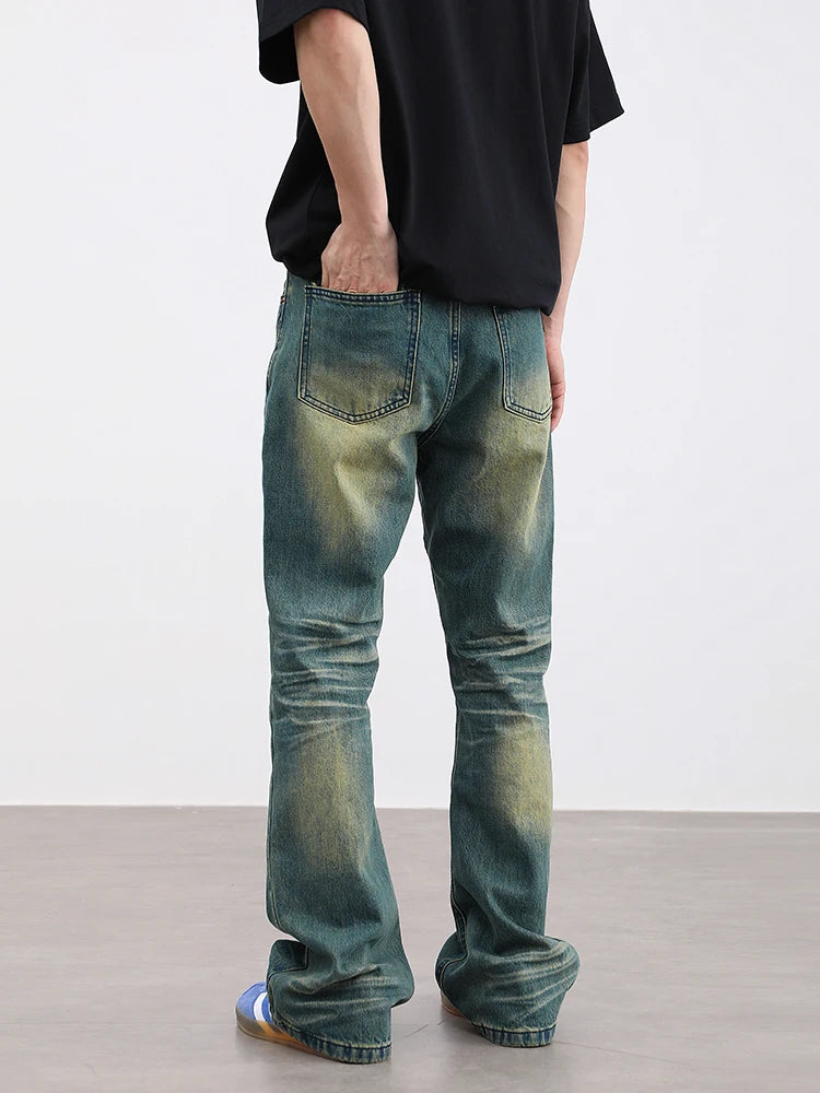 retro washed denim baggy jeans pants unisex hip hop fashion streetwear harajuku patchwork loose flare straight pants joggers men casual joggers