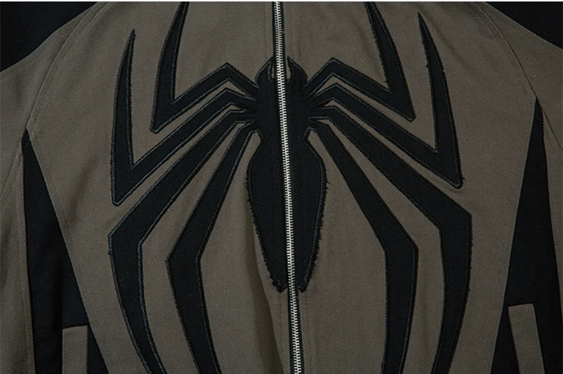 spider embroidery hooded jacket and coat men fashion hip hop full zipper hoodies loose outerwear casual streetwear baggy jack - variant style 8f7f0e for streetwear fashion