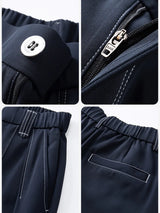 men bright line elastic waist streetwear fashion loose casual plus size straight suit pants work man business trousers menswear bottoms