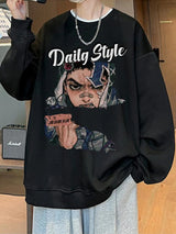 New Anime Boy Printed Mens Crewneck Sweatshirts Autumn Y2K Vintage Fleece