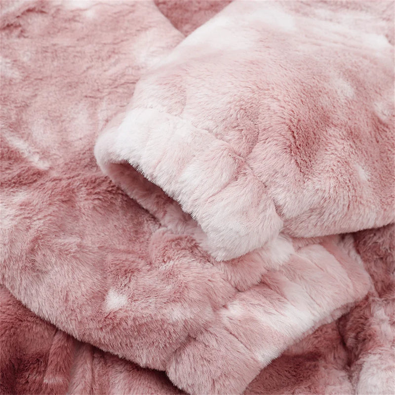Abcvan Snaki 2023 New High Quality Tie Dyed Rabbit Hair Cotton Coat Men's and Women's Coat