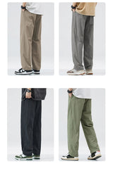 2024 new linen straight baggy pants for men summer breathable wide leg trousers y2k streetwear drawstring gym pantalones hombre unique default style 3276