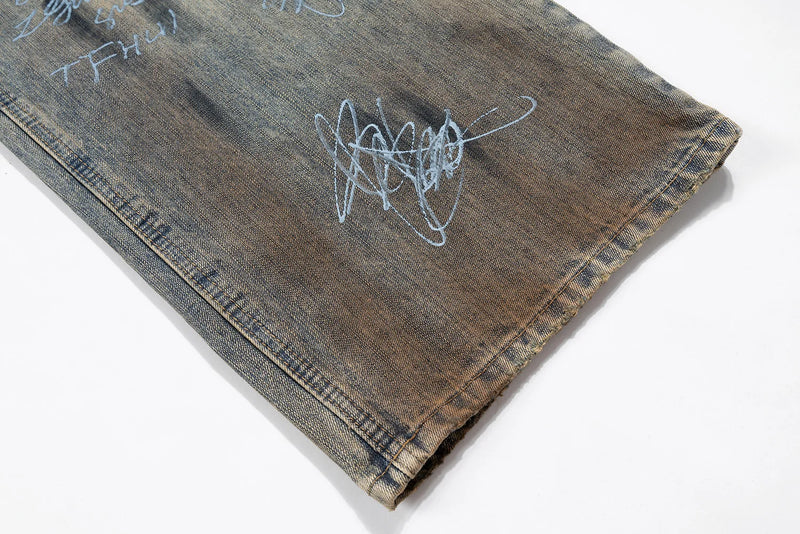 graffiti handdrawn damaged wash baggy jeans for men and women straight streetwear y2k denim trousers pantalones hombre cargos 1 unique cargo style 107