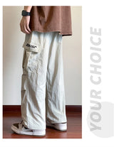 american retro straight leg cargo pants mens baggy casual outdoor gym trousers autumn thin tactical quick dry pantalones hombre unique cargo style 3427