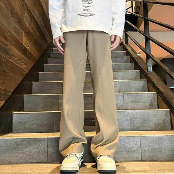 2025 mens four seasons new mid waist micro flared casual pants fashion trend leisure mens flared leg trousers korean pants men clean everyday pants