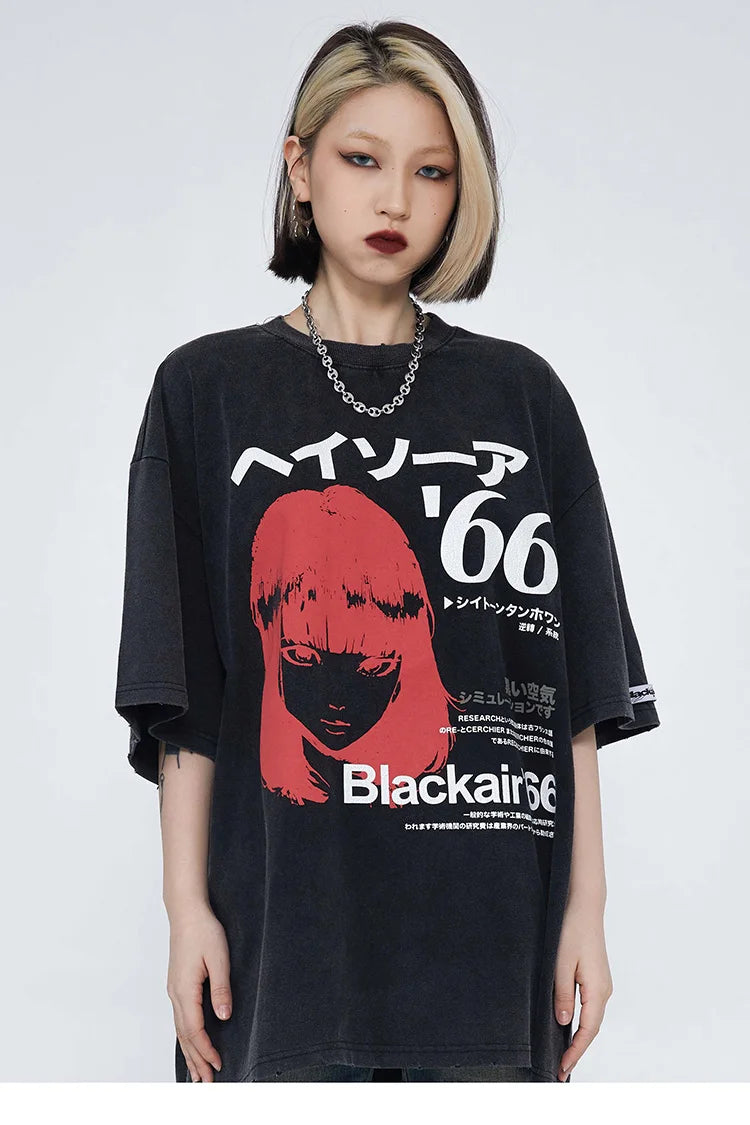 Sadcore Streetwear – 2023 Hip Hop Washed Black T Shirt Oversized Men Streetwear J – Edgy Streetwear for All Genders