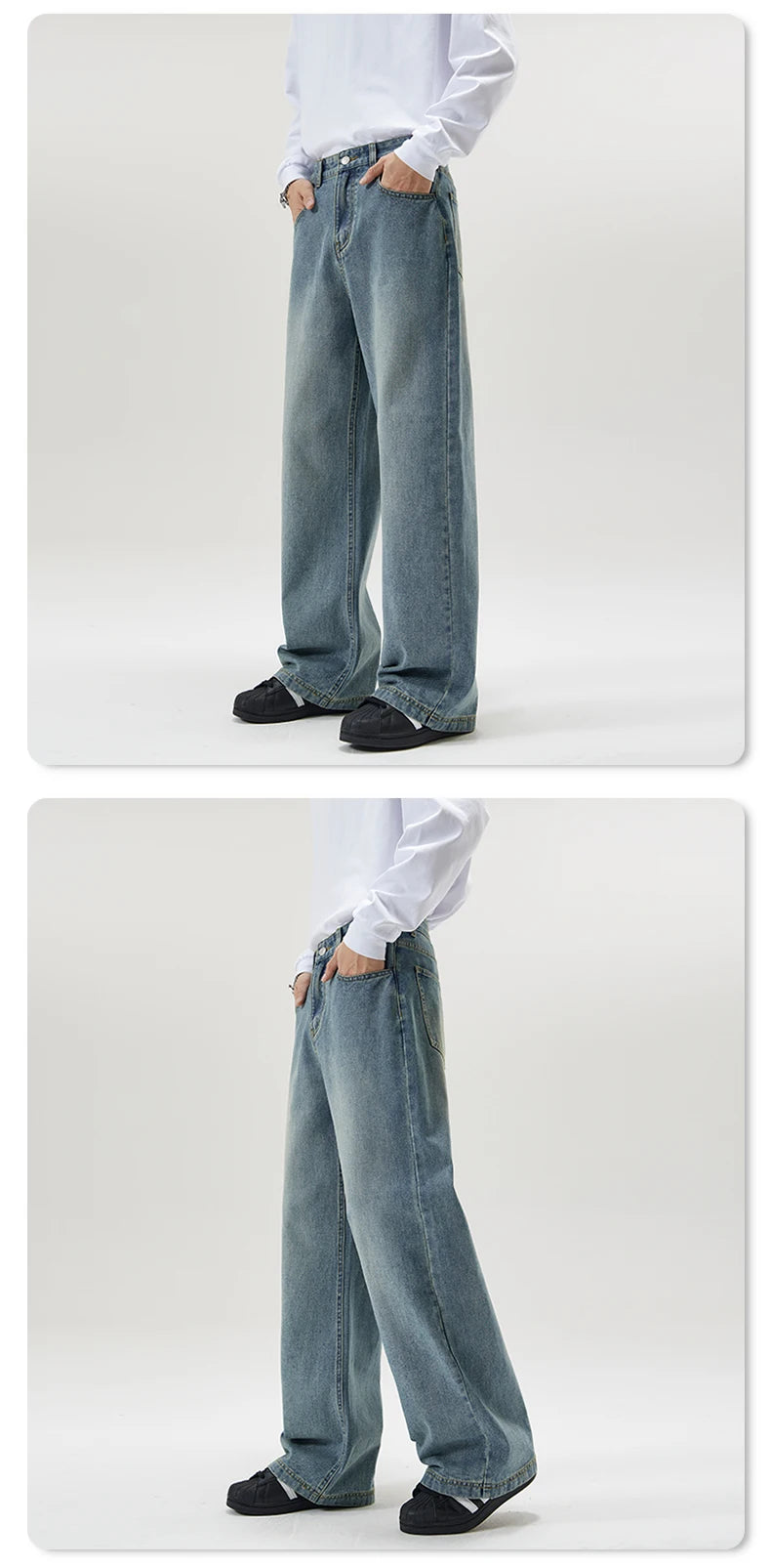 men wide leg straight streetwear fashion loose casual vintage denim baggy jeans pants women y2k jeans trousers unique jeans style 1866