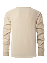 2024 New vintage Waffle Men's Henry shirt with button-down crew-neck and long sleeves