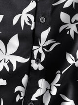 New 2021 luxury Men Classic Hibiscus Flowers Fashion 50% Silk Casual Shirts Shirt high quality Pocket Short sleeves #A48