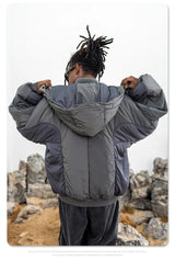 Double zippered hooded down jacket