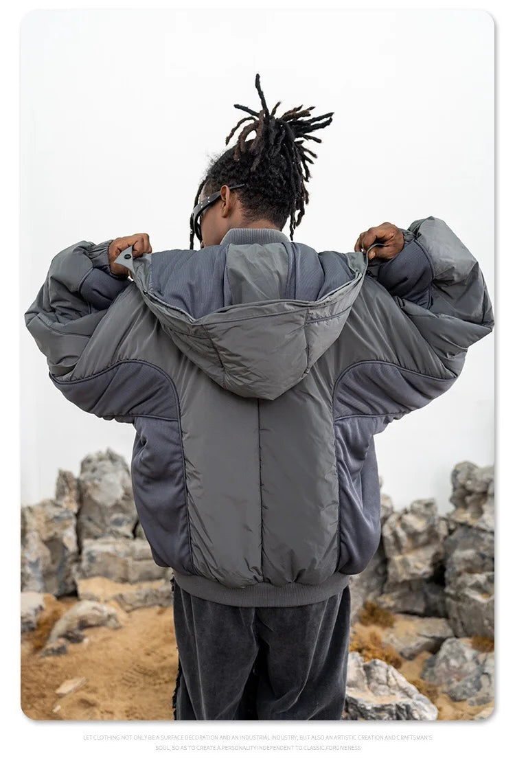 Double zippered hooded down jacket