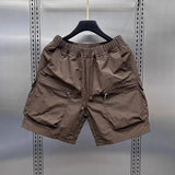 men shorts summer outdoor glossy cool feeling quick dry wide leg pants functional wind large pockets trendy men workwear shorts unique shorts style 1551