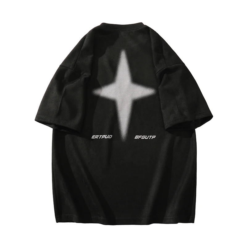 Foaming Printing Fashion Loose Tops High Street Youth Short Sleeve Tee Shirt