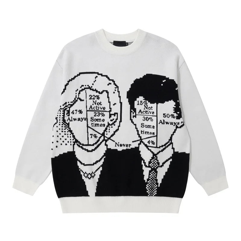 mens anime sweater knitted pullovers casual long sleeve loose o neck warm cotton harajuku sweaters new design jumpers knitwear - oversized streetwear hoodie, gothic aesthetic hoodie for winter, 2025 streetwear drop