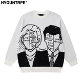 mens anime sweater knitted pullovers casual long sleeve loose o neck warm cotton harajuku sweaters new design jumpers knitwear - oversized streetwear hoodie, gothic aesthetic hoodie for winter, 2025 streetwear drop