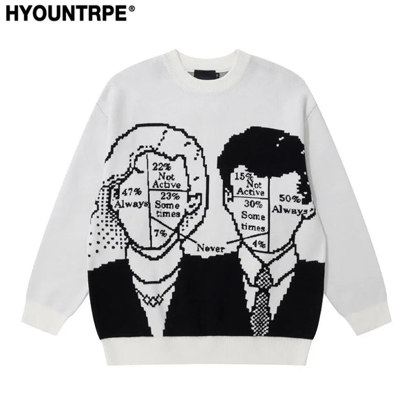 mens anime sweater knitted pullovers casual long sleeve loose o neck warm cotton harajuku sweaters new design jumpers knitwear - oversized streetwear hoodie, gothic aesthetic hoodie for winter, 2025 streetwear drop