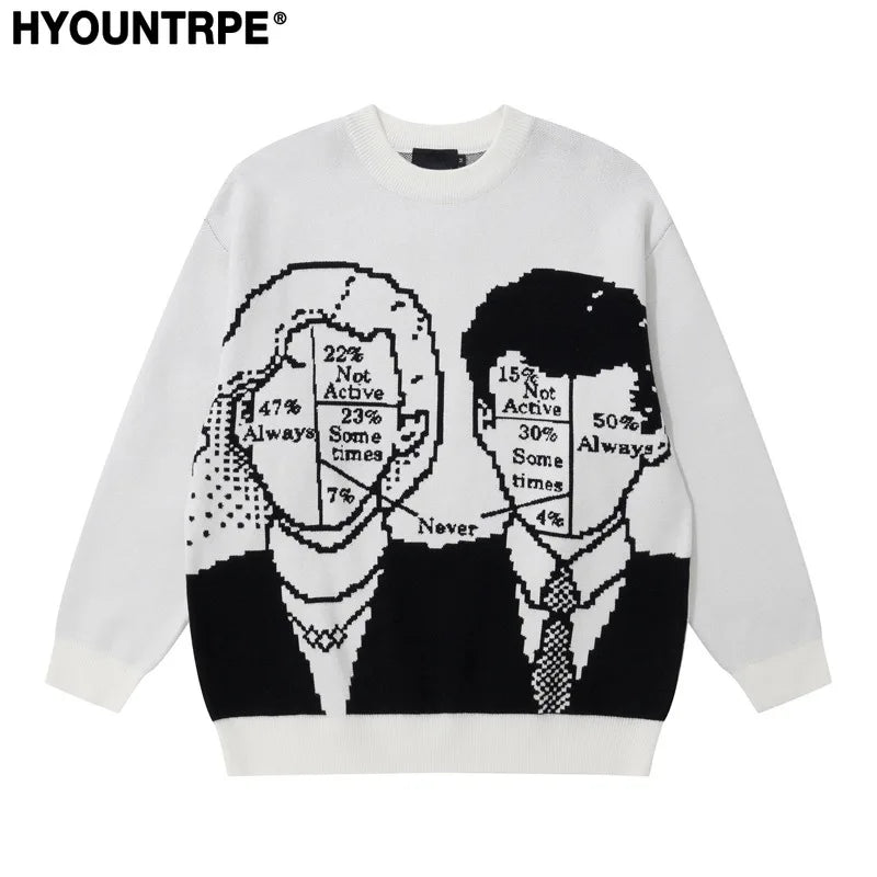 mens anime sweater knitted pullovers casual long sleeve loose o neck warm cotton harajuku sweaters new design jumpers knitwear - oversized streetwear hoodie, gothic aesthetic hoodie for winter, 2025 streetwear drop