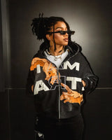 2024 American Trendy Brand Fashion Letter Palm Print Oversized Hoodie