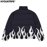 hip hop fire printed jacket parka streetwear mens windbreaker harajuku new cotton padded zipper coat outerwear hipster black  - variant style 7bab79 for streetwear fashion
