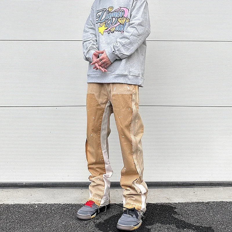 color washed denim mens jeans pants fashion graffiti patchwork loose biker red jeans streetwear hip hop casual straight pants unique jeans style 5183