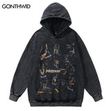 Vintage Men Hoodie Sweatshirt Y2K Doberman Dog Animal Print Punk Goth
