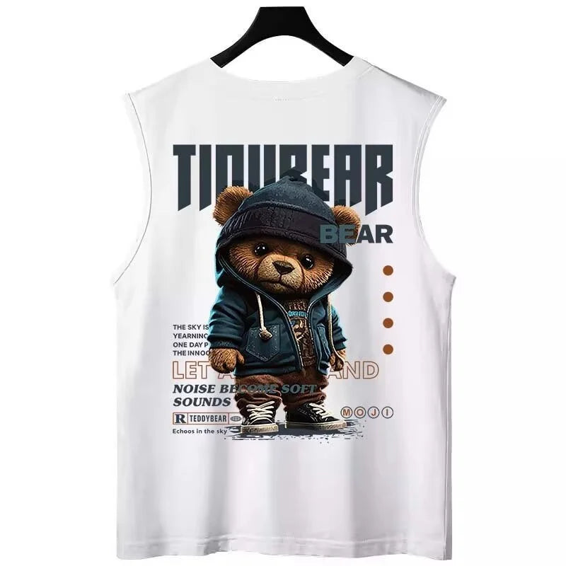 Harajuku Tribal flames – Gothic Punk Bear Print Tank Tops For Men Hip Hop Oversized S