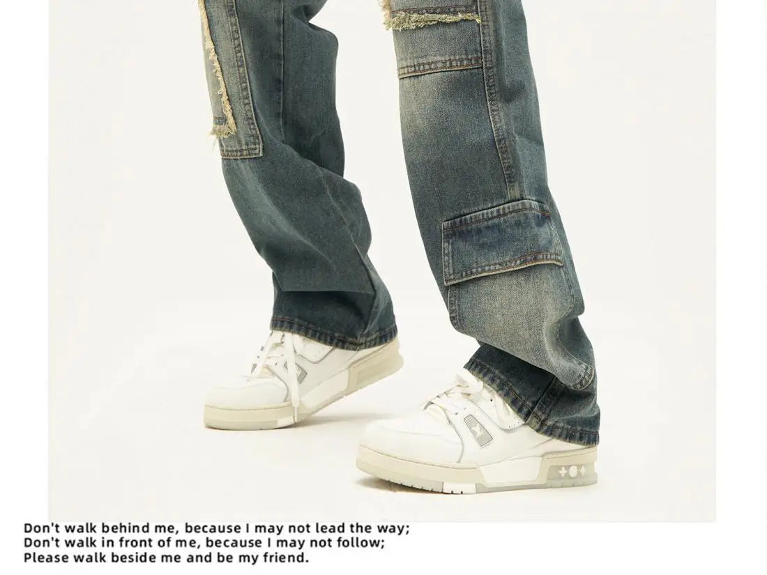 american high street trendy men and women trendy personalized straight tube washed jeans couple loose retro casual pants y2k unique jeans style 20