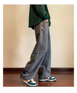 new mens y2k flower printed baggy jeans 2025 streetwear american casual denim wide leg pants hombre vintage straight trousers unique jeans style 691