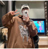 New Gothic Butterfly Printed Hooded Sweatshirt For Men Y2K Harajuku Fa