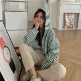 Autumn And Winter New Korean Style Ins Casual Sports Style Striped Hoo