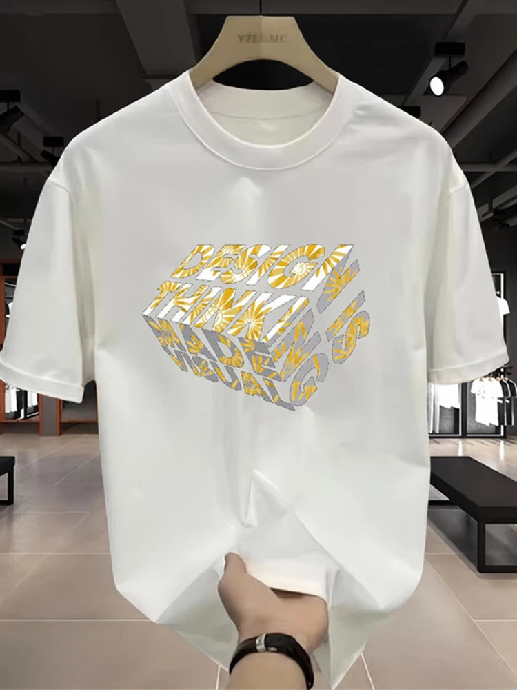 Vaporwave Graphic tee – 2024 Summer New Mens Letter Print Tshirts Cotton Short Sleeve