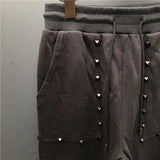 high new novelty luxury men 2022 classic full metal rivets pockets comfortable cotton parkour sweat casual pants sweatpants d50 unique joggers style 4420