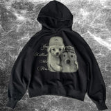 Y2k Women's Long Sleeved Hoodie Oversize Streetwear Sweatshirt Dark Hip Hop Punk Pattern Printed Vintage