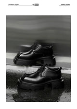 High Street Increase Derby Shoes Men's Streetwear Fashion Thick Sole Platform PU Leather Casual Luxury Designer Shoe