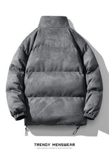 Streetwear Men's Winter Harajuku Fashion Jacket Parkas Bubble Jacket Oversize Warm Solid Coat Faux Suede Puffer Jacket