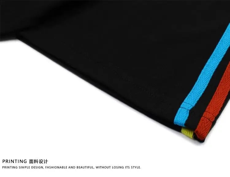 Skatercore Graphic tee – American Colored Striped Graffiti Letter Splicing Short Slee