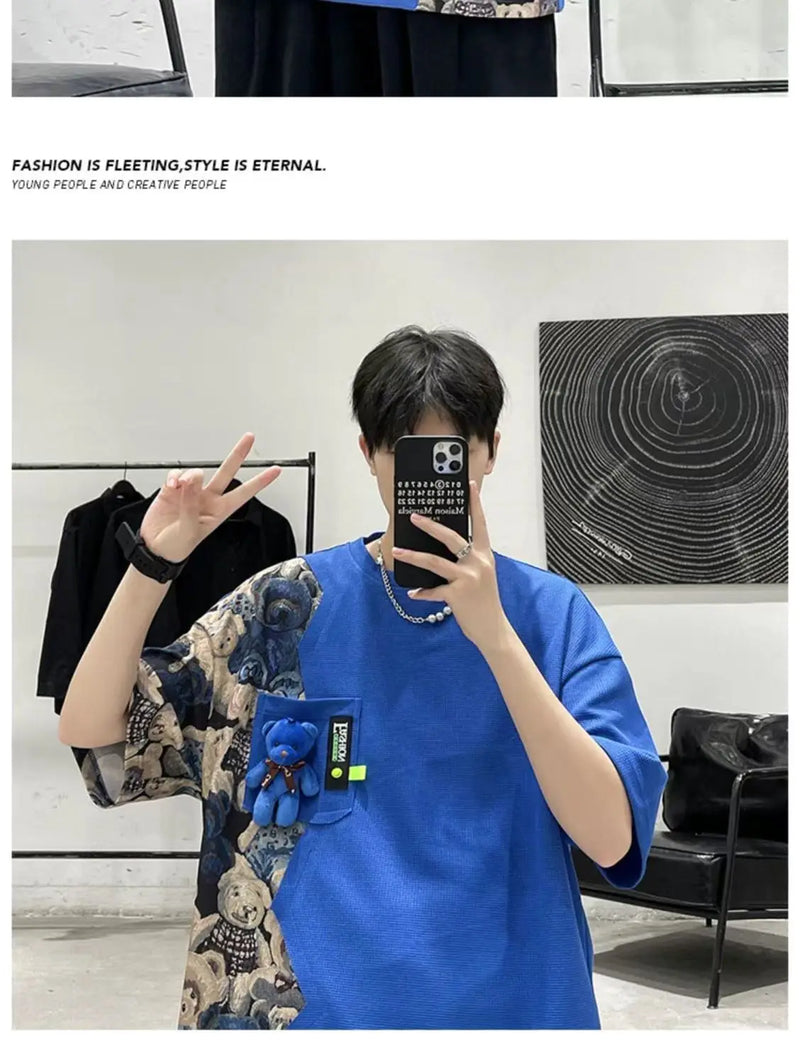 Skatercore Oversized shirt – Summer Short Sleeved Mens T Shirt Trend Loose And Versatile