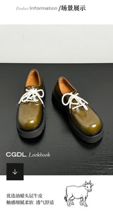 Men Genuine Leather Streetwear Fashion Casual Real Derby Shoes Male Vintage Japan Korean Cityboy Cow Leather High Heels Shoes