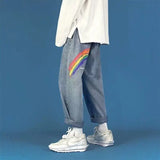 2023 autumn new light luxury fashion jeans men loose european and american style wide leg trousers boutique clothing simplestyle unique jeans style 3889