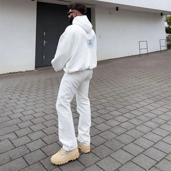 Harajuku barcode glitch featuring high quality double layer pigeon kanye high street retro oversized mens and womens hoodie