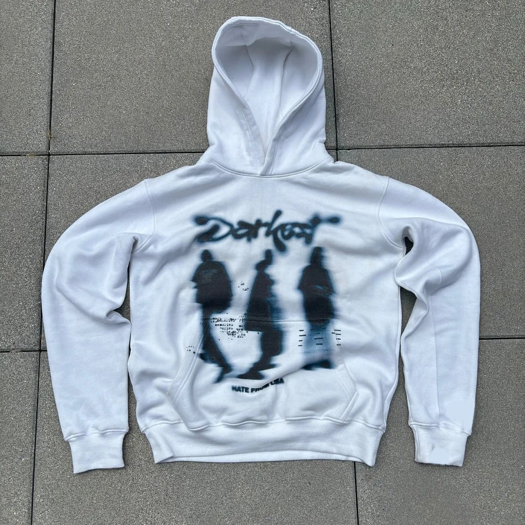 Y2k Winter Long Sleeved Hoodie Sweatshirt Oversized Winter Clothes Streetwear Y2k Vintage Punk Graffiti Print