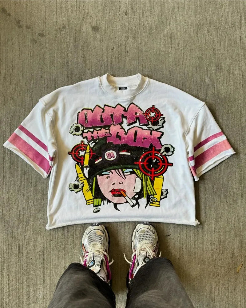 Cyberpunk Vintage t-shirt – Harajuku Trendy High Street Clothing Fashion Anime Letter Pr