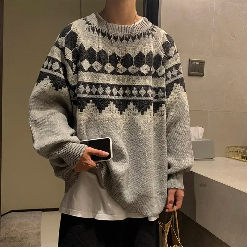 grunge oversized knit streetwear piece for layered look and winter street fits, ideal for men’s fashion and seasonal streetwe