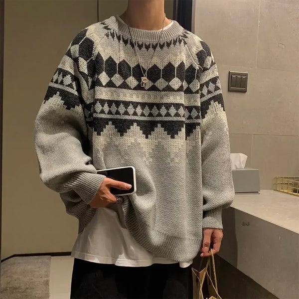 grunge oversized knit streetwear piece for layered look and winter street fits, ideal for men’s fashion and seasonal streetwe
